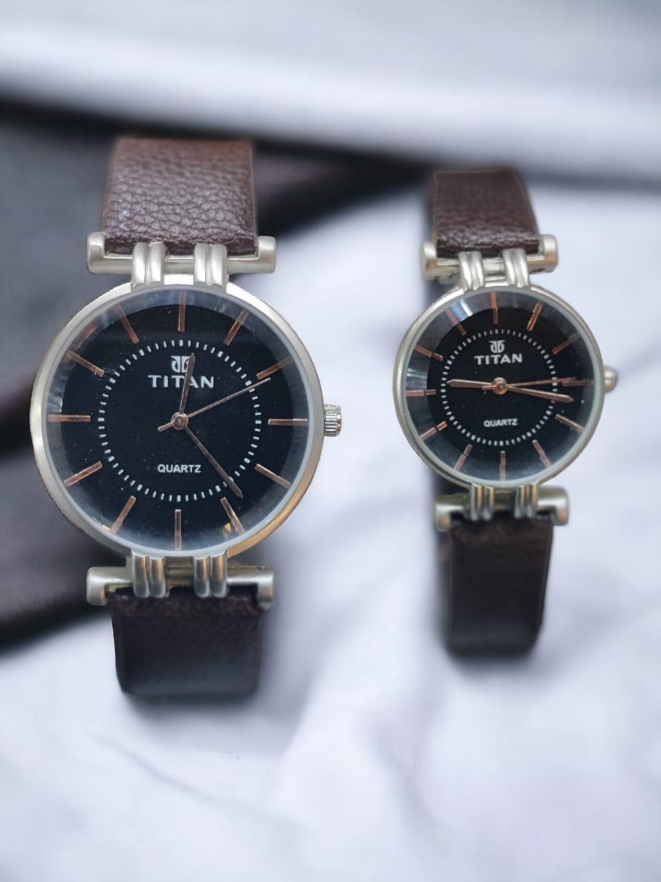 Analog Couple Watches β Matching Leather Strap Set | Classic Gift for Couples