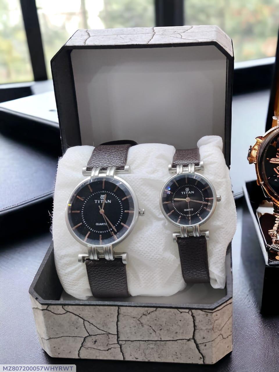 Analog Couple Watches β Matching Leather Strap Set | Classic Gift for Couples