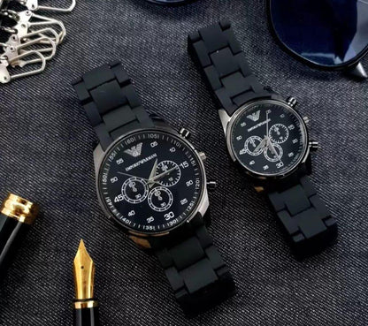 Stainless Steel Quartz Couple Watches – Set of 2 | Elegant & Unisex